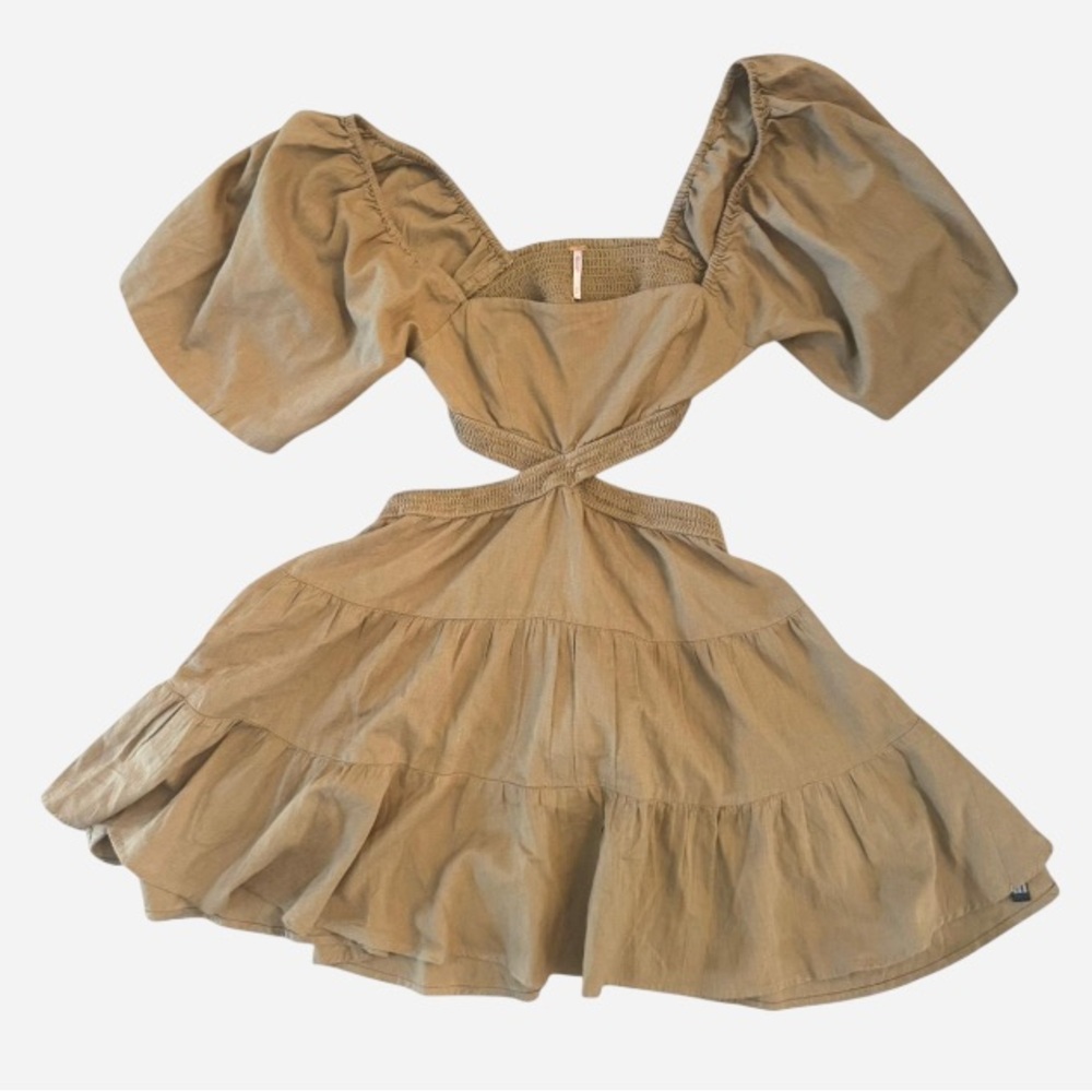 Free People Tiered Tan Mini Dress